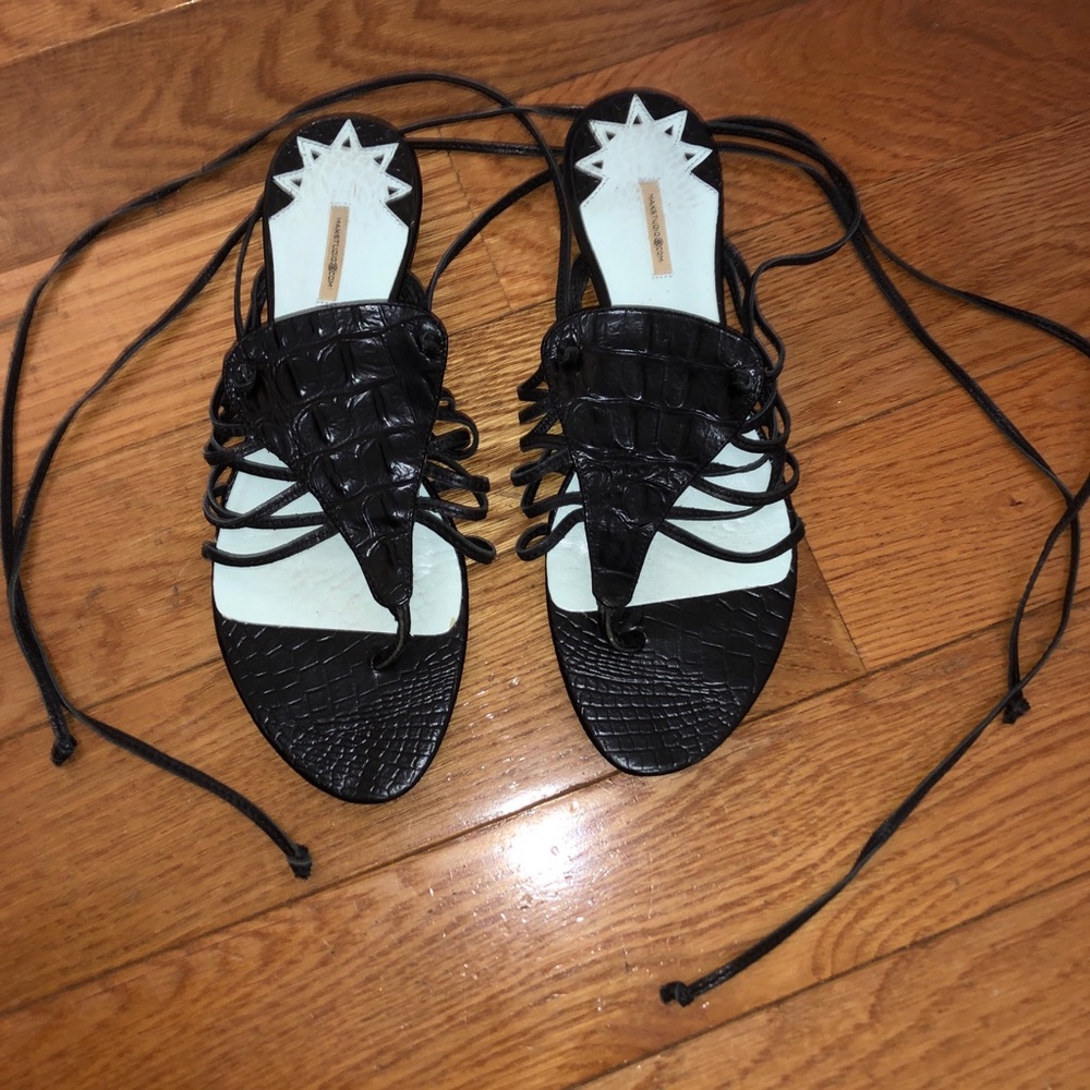 Black leather strappy sandals - size 6.5
